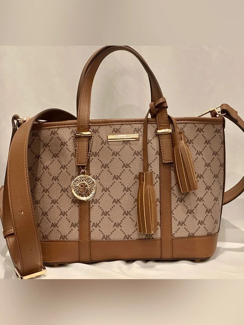 Anne Klein Brown 3-in-1 Satchel Crossbody Handbag Set | Removable Pouch & Wallet